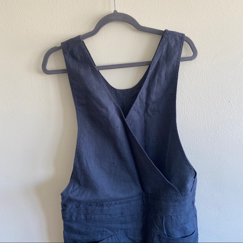 Not Perfect Linen Navy Jumpsuit Sz Small - Picture 5 of 7